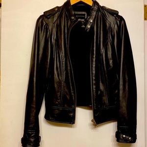 Good condition. Black leather moto jacket